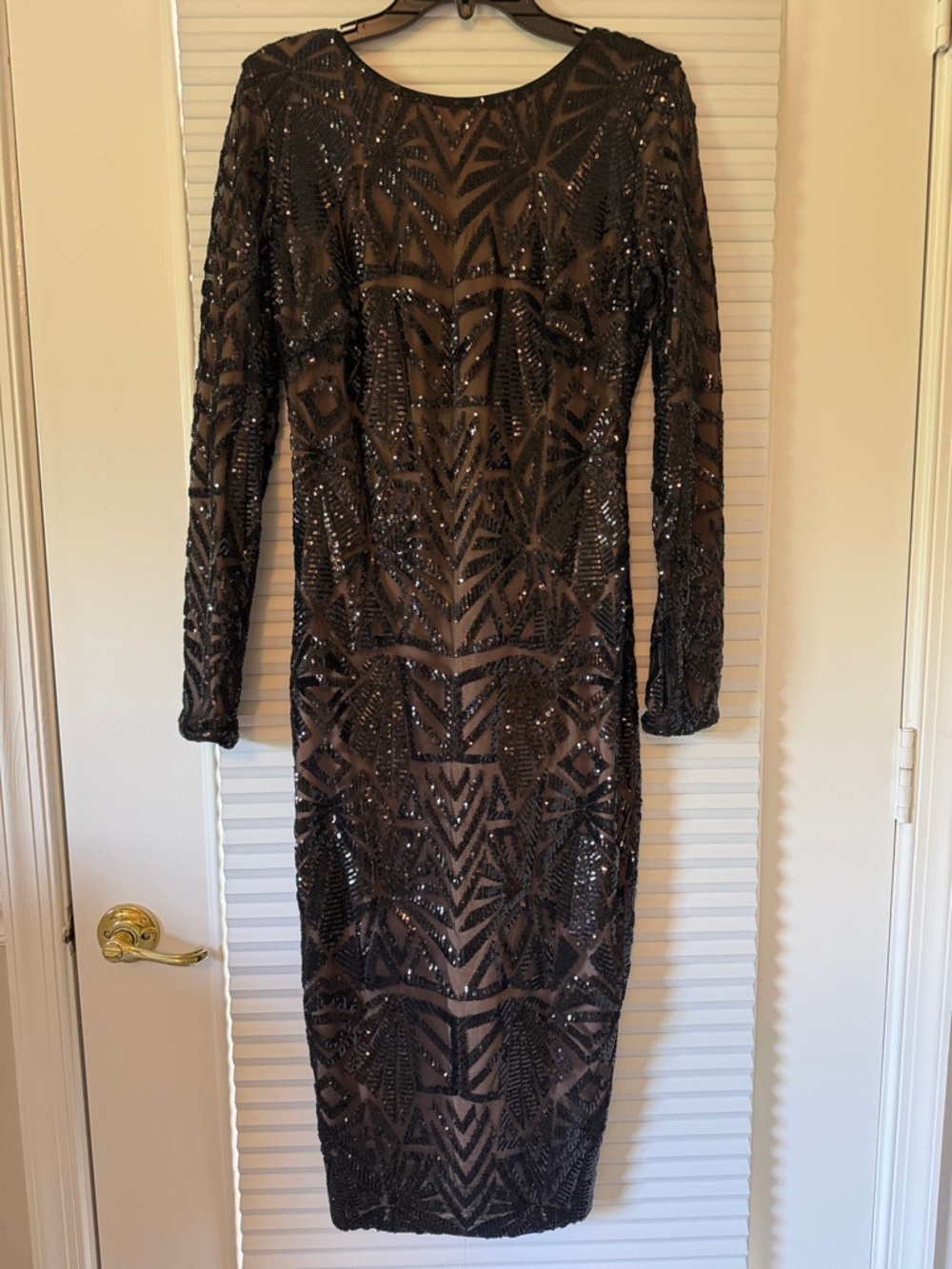 Dress the Population Black Sequin Long Sleeve Bodycon Dress